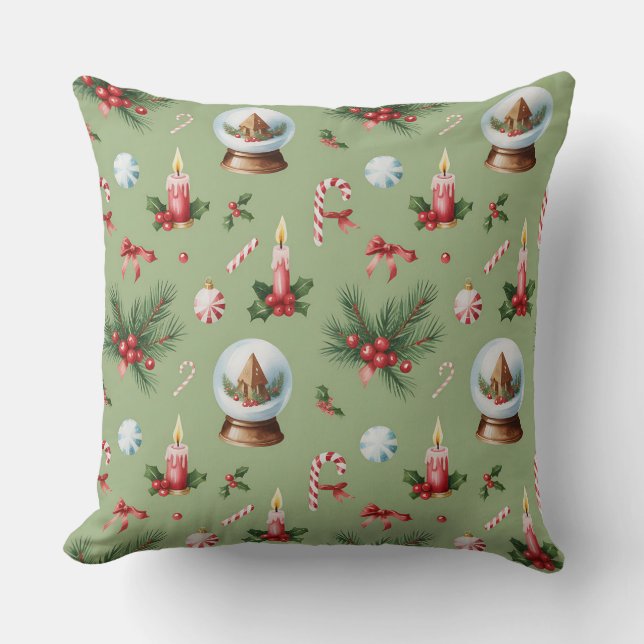 Almofada Travesseiro de Natal Botânico Elegante (Frente)