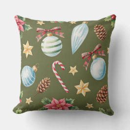 Almofada Travesseiro de Natal Botânico Elegante