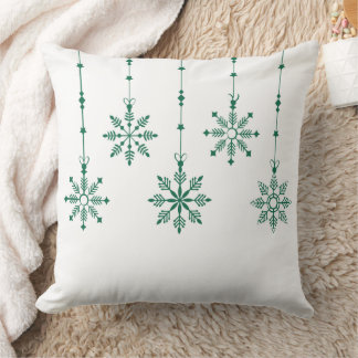 Almofada Travesseiro de Natal com Flocos de Neve Verdes Pen
