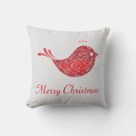 Almofada Travesseiro de Natal com Pássaro Vermelho