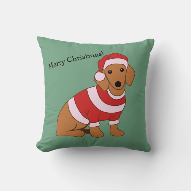 Almofada Travesseiro de Natal Dachshund Personalizado (Frente)
