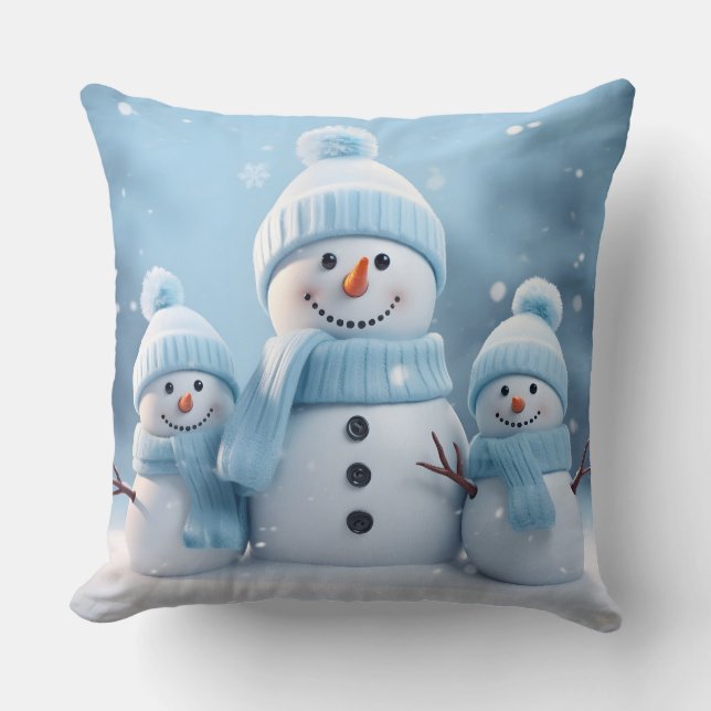 Almofada Travesseiro de Natal de Boneco de Neve Fofo (Frente)
