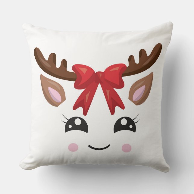Almofada Travesseiro de Natal de Reindeer Bonito/ Faixa de  (Frente)