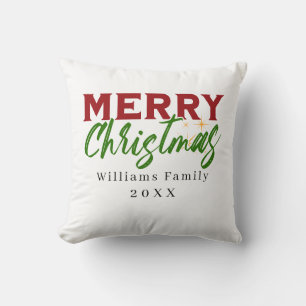 Almofada Travesseiro de Natal do Nome da Família Personaliz