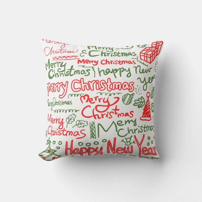 Almofada Travesseiro de Natal e Ano Novo Feliz (Frente)