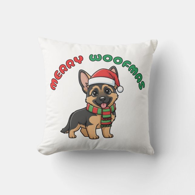 Almofada Travesseiro de Natal: Feliz Woofmas (Frente)