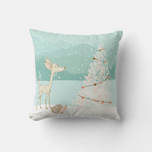 Travesseiro de Natal Ilustrado de Neve