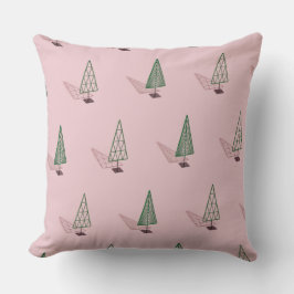 Almofada Travesseiro de Natal Moderno em Rosa e Verde