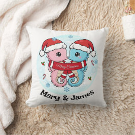 Almofada Travesseiro de Natal Personalizado Casal de Cavalo
