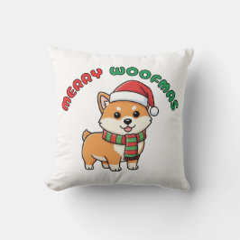 Almofada Travesseiro de Natal Shiba Inu: Woofmas Feliz