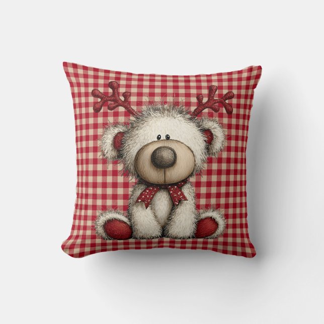 Almofada Travesseiro de Natal Urso de Pelúcia (Frente)