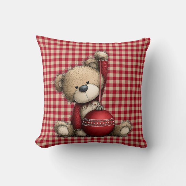 Almofada Travesseiro de Natal Urso de Pelúcia (Frente)