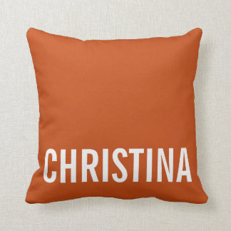 Almofada Travesseiro de Nome Personalizado Laranja Moderno