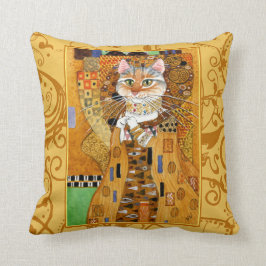 Almofada Travesseiro de ouro Klimt de gato bonito