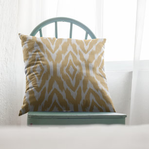 Almofada Travesseiro de Padrão de Ikat Amarelo e Branco da