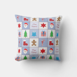 Almofada Travesseiro de Padrão de Natal - Fundo em Tons Azu