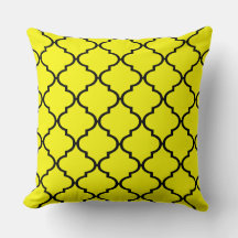 Travesseiro de Padrão de Quatrefoil Amarelo-Negro