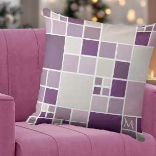 Almofada Travesseiro de Padrão do Mosaico de Mauve Monogram