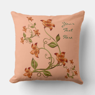 Almofada Travesseiro de Padrão Floral Laranja Personalizad
