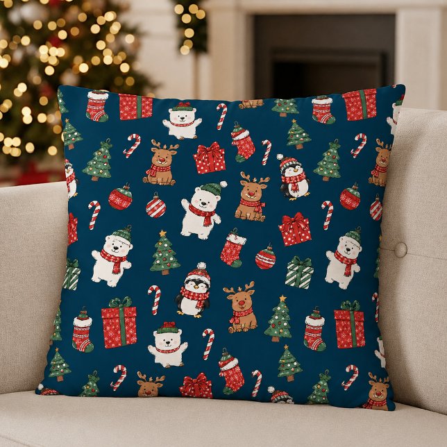 Almofada Travesseiro de Padrão Perfeito de Natal (Criador carregado)
