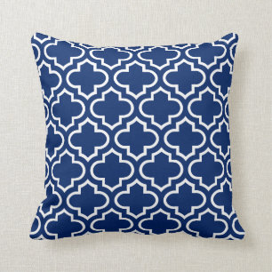 Almofada Travesseiro de padrão quatrefoil em azul real