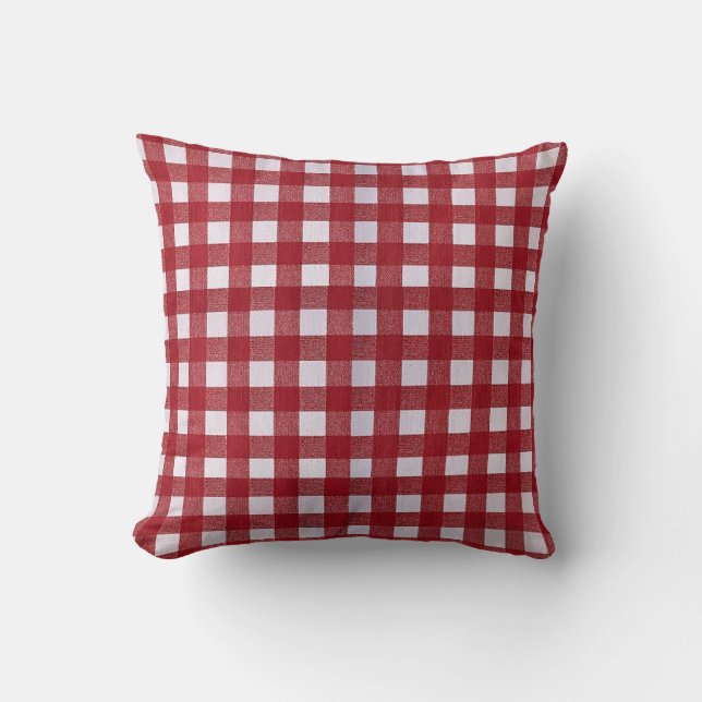 Almofada Travesseiro de padrão verificado vermelho (Frente)