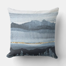 Travesseiro de Paisagem Dourada Azul Texturizado