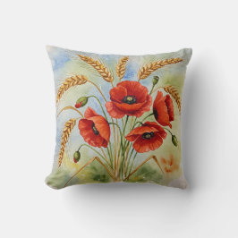 Almofada Travesseiro de papoila e buquê de trigo