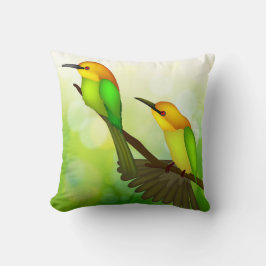 Almofada Travesseiro de Pássaros Amarelos e Verdes