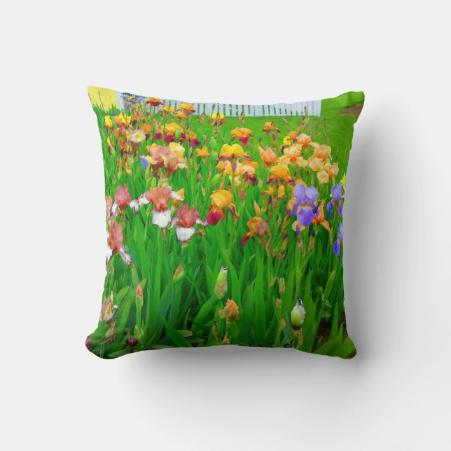 Almofada Travesseiro de Patch de Flor Iris Multicolorido (Frente)