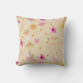 Almofada Travesseiro DE PINK E BEIGE STARS E FLORES
