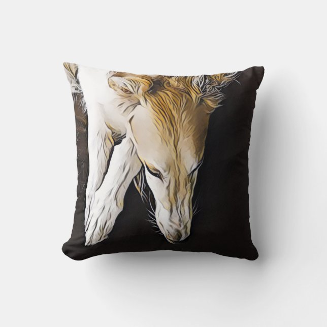 Almofada Travesseiro de Pintura Borzoi (Frente)