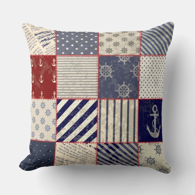 Almofada travesseiro de pintura de patchwork de praia russa (Frente)