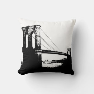 Almofada Travesseiro de ponte Brooklyn preto e branco