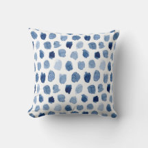Travesseiro de Pontos de Aquarela Azul