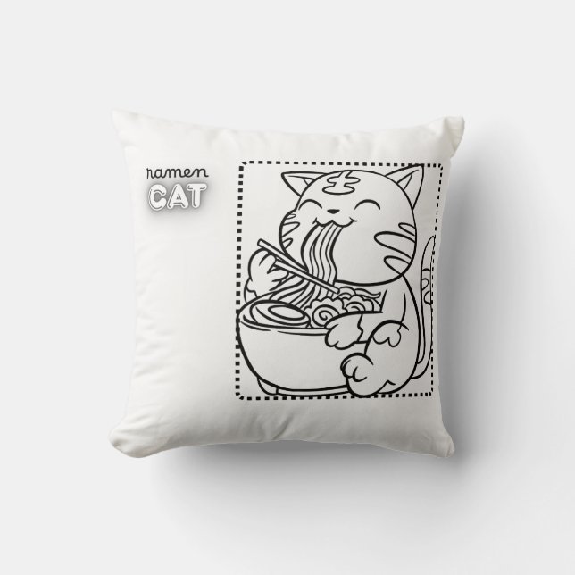 Almofada Travesseiro de Ramen de Gato (Frente)