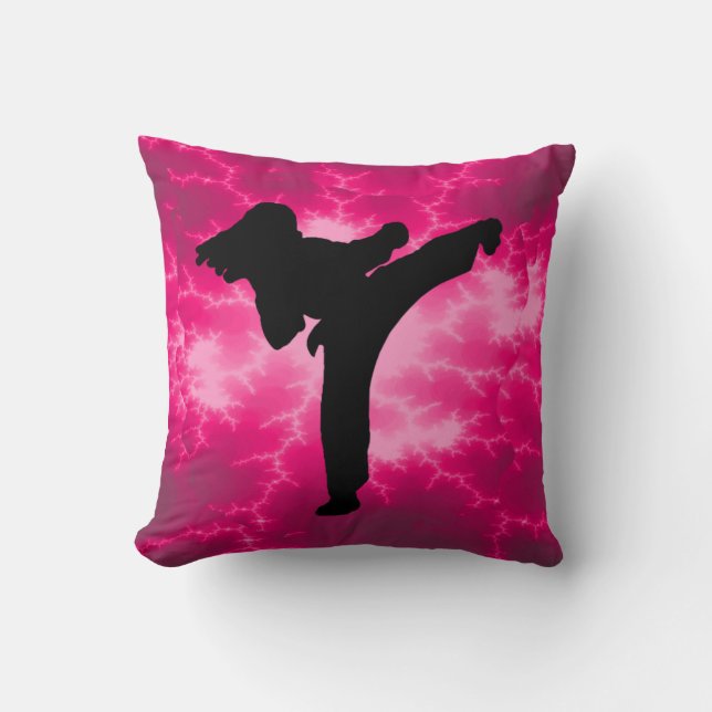 Almofada Travesseiro de Relâmpago Rosa de Artes Marciais (Frente)