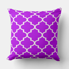 Almofada Travesseiro de Renda Quatrefoil Roxo Branco