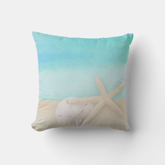Almofada Travesseiro de Starfish e Sand Sand Dollar (Frente)