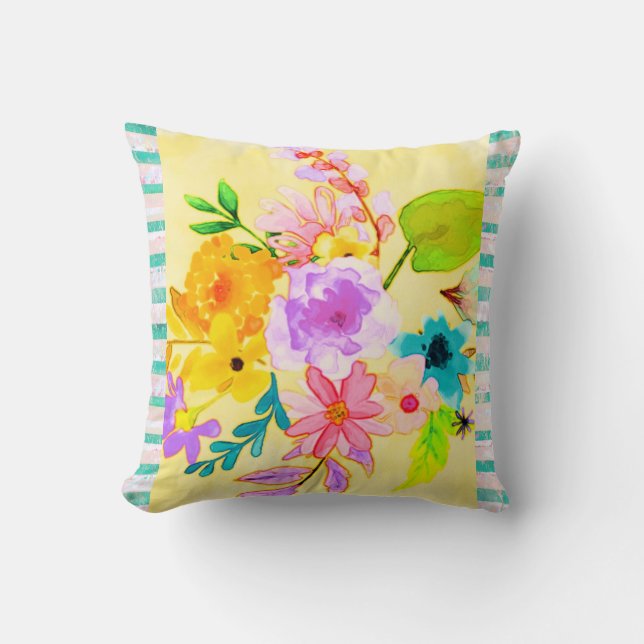 Almofada Travesseiro de Stripe Floral Duplo (Frente)