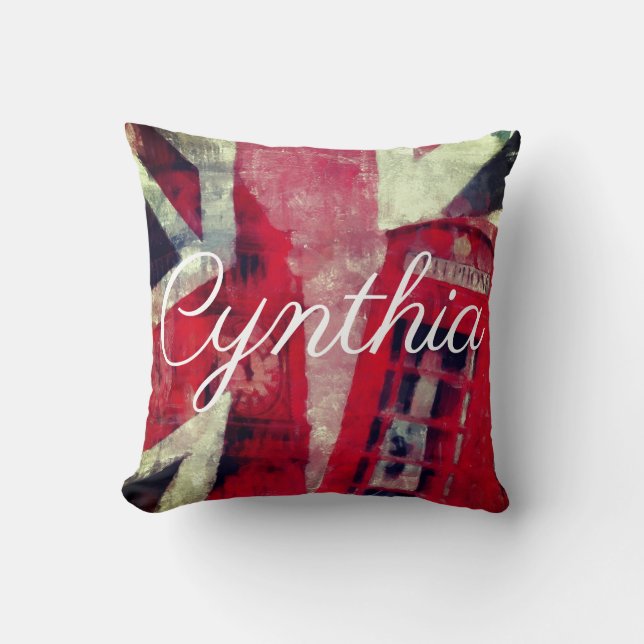 Almofada Travesseiro de telefone da bandeira britânica (Frente)