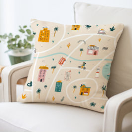 Almofada Travesseiro de Tema viagem, Padrão de Mapa de Cida