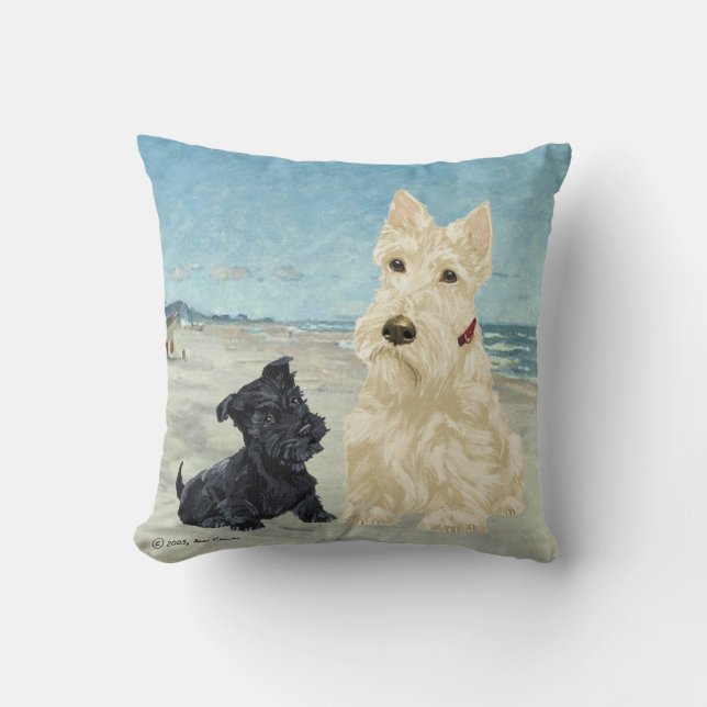 Almofada Travesseiro de Terrier Escocês Trigo e Preto (Frente)