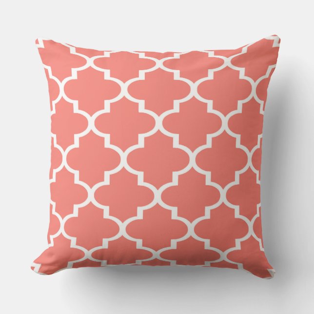 Almofada Travesseiro de Treliça Quatrefoil Branco Coral (Frente)