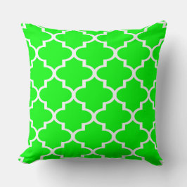 Almofada Travesseiro de Treliça Quatrefoil Branco Verde Bri