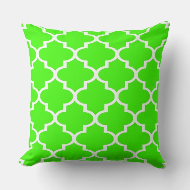Almofada Travesseiro de Treliça Quatrefoil Branco Verde Bri (Frente)