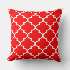 Almofada Travesseiro de Treliça Quatrefoil Vermelho Branco