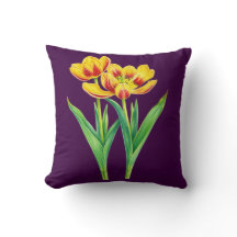 Travesseiro de Tulipas Vermelhas e Amarelas