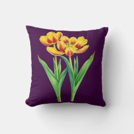 Almofada Travesseiro de Tulipas Vermelhas e Amarelas