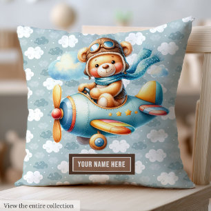 Almofada Travesseiro de Urso Castanho Azul para Bebê Recém-